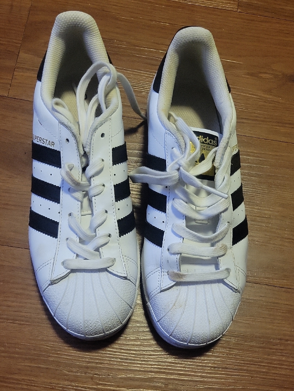 adidas White and Black Superstar Low-Top Sneakers